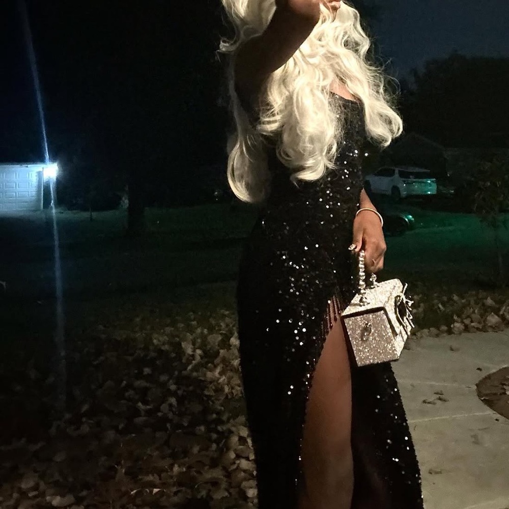 Fashion Nova Black Sequin Prom Dress